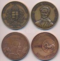 4db klf emlékérem: Bognár György (1944-) 1989. "1956-1989 Magyar Köztársaság" Br emlékérem (42,5mm) + Bognár György (1944-) 1992. "Magyarok III. Világkongresszusa emlékére / Kőrösi Csoma Sándor" Br emlékérem + Fritz Mihály (1947-) 1993. "120 éve tanácsi jogú város Kaposvár - 25 éves az éremgyűjtő csoport / Kelta Oppidum és verde - Szalacska" Br emlékérem (42,5mm) + Fritz Mihály (1947-) / Szabó Géza (1939-) 1993. "MÉE Székesfehérvár - IV. Béla király" Br emlékérem (42,5mm) T:1
