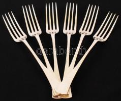 6 db ezüst (Ag.) villa "K. L." monogrammal, jelzett, nettó 442 gr