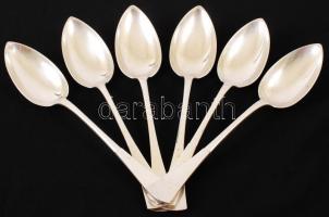 6 db ezüst (Ag.) kanál "K. L." monogrammal, jelzett, nettó 443 gr