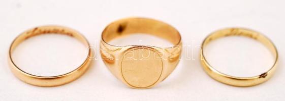 3 db 14K arany karika- és pecsétgyűrű  / Gold rings 14C 8,21g
