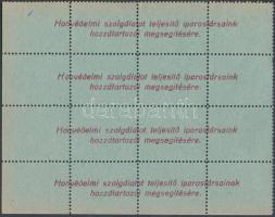 Honvédelmi szolgálatot teljesítő iparostársak hozzátartozóinak megsegítésére segélybélyeg kisív