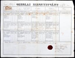 1859 Kolozsvár, A református főiskola által kiállított bizonyítvány Gyulai Pál(1826-1909) irodalomtö...