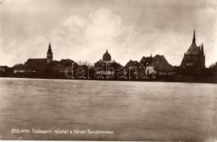 Szolnok, Tisza part, Három templom, zsinagóga