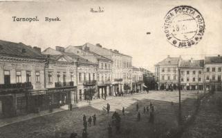 Ternopil, Tarnopol; Rynek / square, market, shops (wet damage)