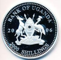 Uganda 2006. 2000Sh Ag "A labdarúgás halhatatlanjainak csarnoka - Brazília 1960-as évek/Pelé" (25,18g) T:PP  Uganda 2006. 2000 Shillings Ag "Hall of Fame of football - Brazil 1960s/Pelé" (25,18g) C:PP
