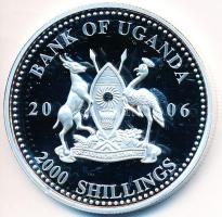 Uganda 2006. 2000Sh Ag "A labdarúgás halhatatlanjainak csarnoka - Dánia 1990-es évek/Michael Laudrup" (25,13g) T:PP  Uganda 2006. 2000 Shillings Ag "Hall of Fame of football - Denmark 1990s/Michael Laudrup" (25,13g) C:PP