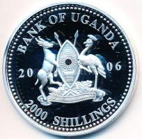 Uganda 2006. 2000Sh Ag "A labdarúgás halhatatlanjainak csarnoka - Argentína 1980-as évek/Maradona" (26,20g) T:PP Uganda 2006. 2000 Shillings Ag "Hall of Fame of football - Argentina 1980s/Maradona" (26,20g) C:PP