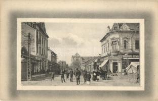 Szolnok, Gorove utca, Steiner Jakab fiai üzletével, Szenes Adolf üzlete (non pc) (kis lyuk / pinhole)