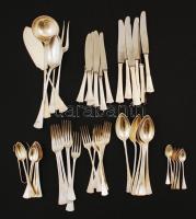 6 személyes komplett, ezüst (Ag.) evőeszköz készlet: 6 db kanál, 6 db villa, 6 db kés (1 db az illes...