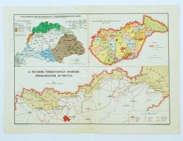 1939 Térkép: A Felvidék visszacsatolt részének közigazgatási beosztása. M. kir. Honvéd Térképészeti Intézet. Hajtogatva. 27x37,5cm
