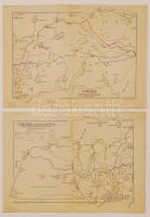 1955 A Mecsek turistaút- hálózata térkép. I. Nyugati és középső rész. II. keleti rész. 2 db, Kiadja az Idegenforgalmi Hivatala, Pécs. Hajtogatva. 29x41cm