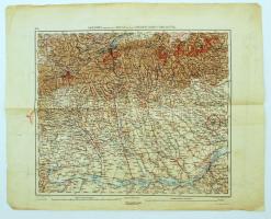 1918 Nagyszeben, Brassó, Bukarest, Craiova, Vidin, Ruscuk térkép. Militageographisches Institut. Gerppe v. J. Nimmerfroh, 1:750.000 Hajtogatva. 42x52cm