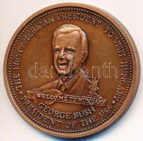 Bozó Gyula (1913-2004) 1989. "George Bush látogatása Magyarországon" Br emlékérem (42,5mm) T:2
