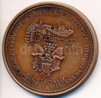 Bozó Gyula (1913-2004) 1989. "George Bush látogatása Magyarországon" Br emlékérem (42,5mm)...