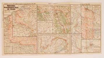 1916 május katonai térkép német nyelvű krónikával. Kiadó: Kriegshilfe München Nordwest. 1:735.000 Hajtogatva. 34x65,5cm /Front map 1916 with German-language chronicle