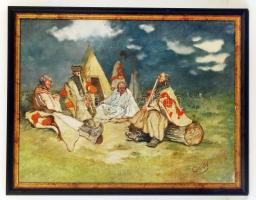 Garay Ákos (1866-1952): Pihenő juhászok. Olaj, vászon, keretben, 63×83 cm 