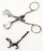 Fém szivarvágó olló, kutyás dugóhúzó