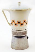 Régi kávéfőző ("kotyogó") Hollóházi porcelán felső résszel, m: 20 cm