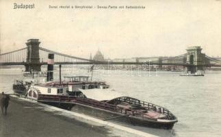 Budapest, Duna, Lánchíd, MFTR gőzhajó