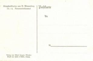 Kriegspostkarten von B. Wennerberg Nr. 14. Renomierbummel / German WWI propaganda s: Wennerberg