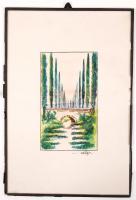Olvashatatlan jelzéssel: Híd. Papír, akvarell, 15×9 cm