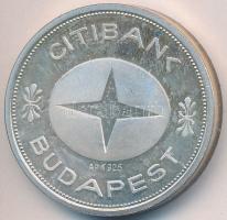 1990. "Citibank Budapest / 5 év Budapesten" Ag emlékérem (0.925/21.9g/30mm) díszdobozban T:PP