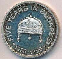 1990. "Citibank Budapest / 5 év Budapesten" Ag emlékérem (0.925/21.9g/30mm) díszdobozban T...