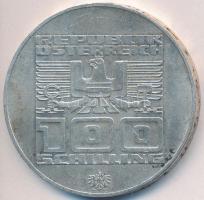 Ausztria 1976. 100Sch Ag "Innsbruck - XII. téli olimpia / Síelő" T:1-,2  Austria 1976. 100 Schilling Ag "Winter Olympics Innsbruck / Skier" C:AU,XF