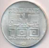 Ausztria 1976. 100Sch Ag "Innsbruck - XII. téli olimpia / Síelő" T:1-,2  Austria 1976. 100 Schilling Ag "Winter Olympics Innsbruck / Skier" C:AU,XF