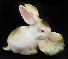 Zsolnay kézzel festett nyuszi, hibátlan, jelzett, 9x7 cm