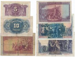 Spanyolország 1925-1935. 5P-1000P 9xklf bankjegy T:III
Spain 1925-1935. 5 Pesetas - 1000 Pesetas C:F