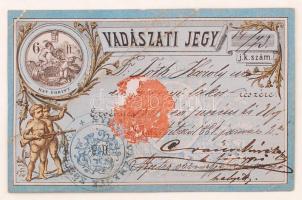 1881 Vadászati jegy, sérült / 1881 Hunter card