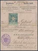 1890 Vadászati jegy / 1890 Hunter card