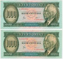 1983. 1000Ft "A" + "B" sorozat T:II,I hajtatlanok Hungary 1983. 1000 Forint "A" + "B" serial C:XF,UNC unfolded Adamo F44-F45