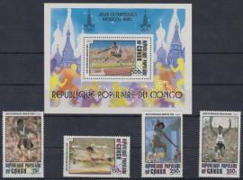 Nyári olimpia, 1980 sor + blokk, Summer Olympics, 1980 set + block