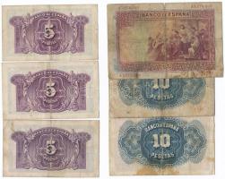 Spanyolország 1925-1935. 5P-100P 12db bankjegy T:III,III-
Spain 1925-1935. 5 Pesetas - 100 Pesetas 1...