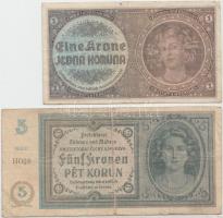 Német 3. Birodalom/Cseh-Morva Protektorátus 1940-1942. 1K + 5K + 10K + 50K T:III German Third Reich/Protectorate of Bohemia and Moravia 1940-1942. 1 Koruna + 5 Korun + 10 Korun + 50 Korun C:F
