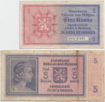 Német 3. Birodalom/Cseh-Morva Protektorátus 1940-1942. 1K + 5K + 10K + 50K T:III
German Third Reich/...