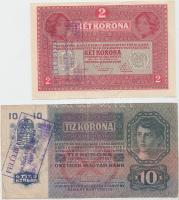 1913-1917. 2K + 10K + 20K mindegyik "Felülbélyegzés Baja Járás Főszolgabíró 1919. jan. 16." felülbélyegzéssel T:II,III