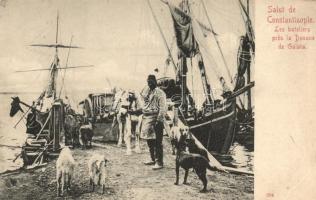 Constantinople, Galata, boatmen (EB)