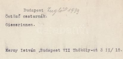 1933 Kerny István (1879-1963): Öntöző csatorna Zuglóban, feliratozott vintage fotó, 23x16 cm