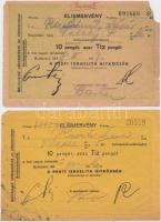 Budapest 1942. "A Pesti Izraelita Hitközség" elismervénye 10P-ről + 1948. "A Pesti Izraelita Hitközség" elismervénye 10Ft-ról T:III,III-