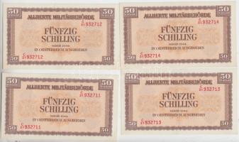 Ausztria/nemzetközi megszállás 1944. 50Sch (5x) sorszámkövetők T:II Austria/allied occupation 1944. 50 Schilling (5x) sequential serials C:XF Krause 109