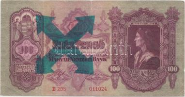 1930. 100P + 1932. 50P + 1936. 10P + 1941. 20P mindegyik hamis nyilaskereszt felülbélyegzéssel T:III / fake overprints