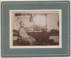cca 1914-1918 Wierczbou állomás, katonai telefonközpontos, feliratozva, 9x12, karton 13x16 cm