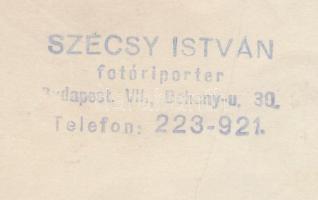 1944. június 15. Szécsi István: Budapest, óvóhely szentelése, feliratozott fénykép, kisebb barna fol...