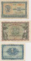 Görögország 1940. 10D + 1944. 1D + 10D T:III,III- Greece 1940. 10 Drachmai + 1944. 1 Drachma + 10 Drachmai C:F,VG