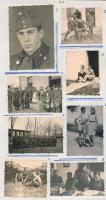 1941-1942 Privát vizuális napló három lapja 13 db katonai emlékképpel, feliratozva, 3x5 és 14x9 cm közötti méretekben