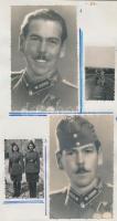 1941-1942 Privát vizuális napló három lapja 13 db katonai emlékképpel, feliratozva, 3x5 és 14x9 cm k...