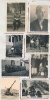 1941-1942 Privát vizuális napló három lapja 13 db katonai emlékképpel, feliratozva, 3x5 és 14x9 cm k...